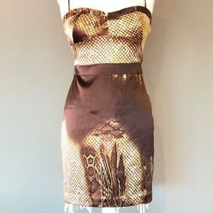 Silk snake print spaghetti strap dress